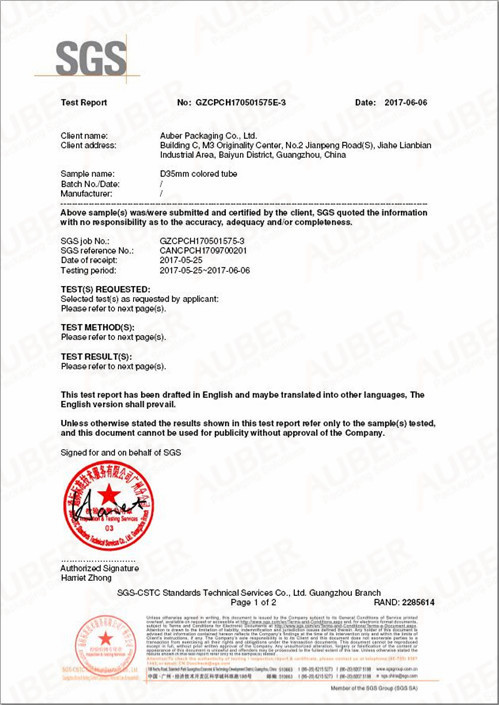 american pch testing report cr plastic tubes packaging