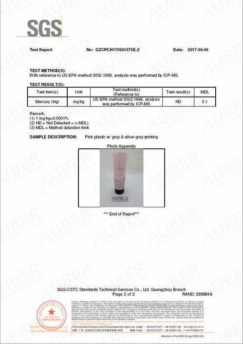 american pch testing report hg skincare plastic tube