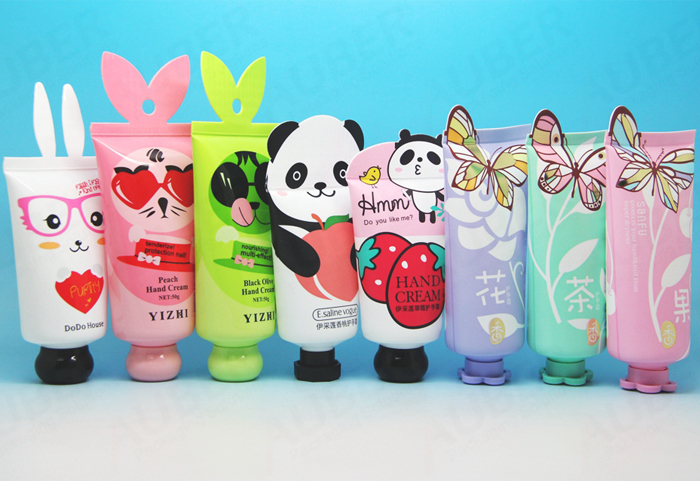 Plastic cosmetic tube packaging