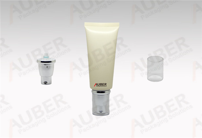 D35mm yellow airless pump tubes with silver Natural cap for Suns Cream