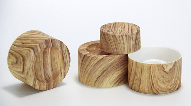 cap with wood texture for cosmetics tubes