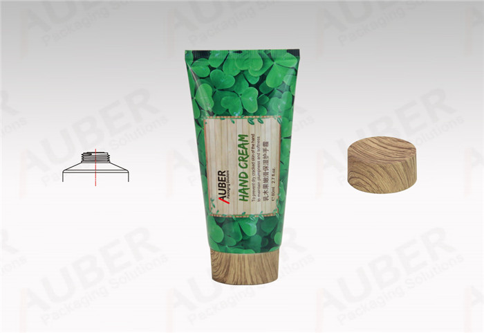 Auber Plastic cosmetic tubes with wood texture caps