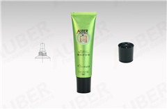 green polyfoil skin care plastic tubes with thick matte effect and black screw on cap