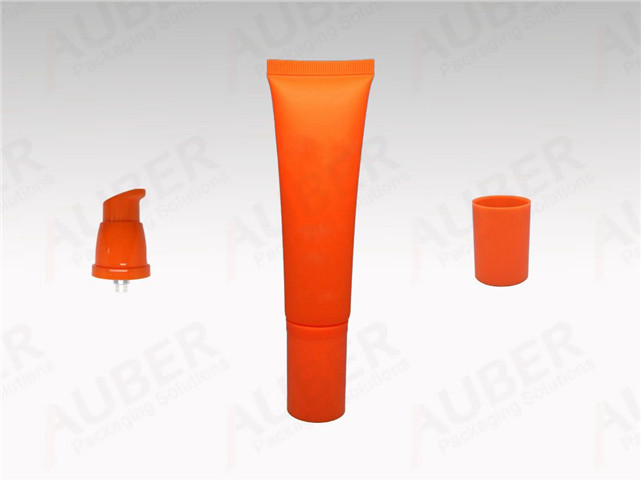 Orange Airless Pump Tube in D30mm with Screw on Caps for Hand Cream