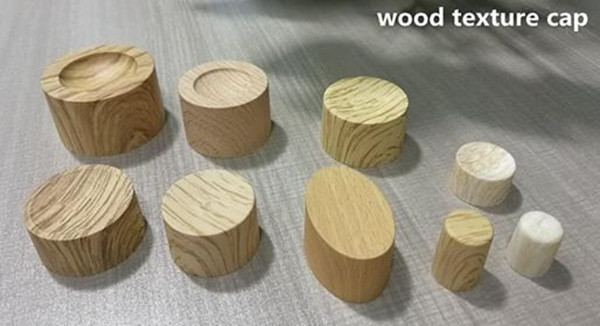 wooden texture caps on cosmetic tube