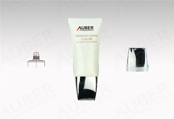 Flat Pearl White Tube Packaging  Supplier with Metalized Screw On Cap