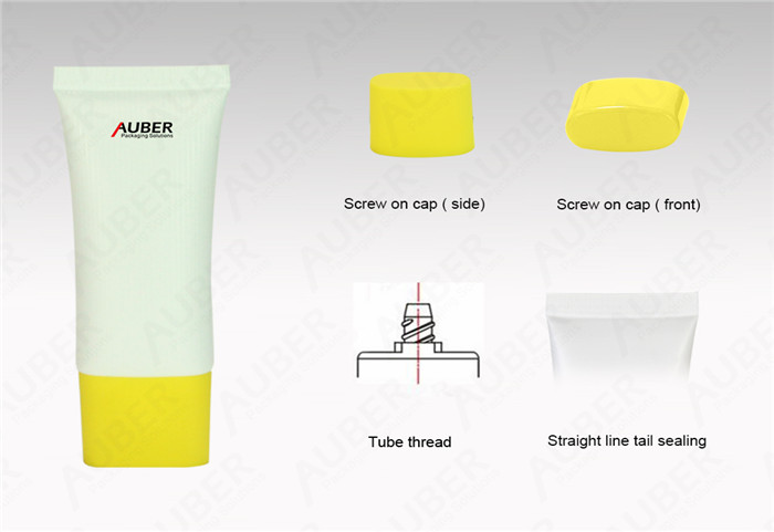 D30mm Blank Flat Squeeze Tube with Yellow Screw On Cap