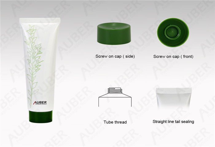 D35mm Green Leaf Plastic Packaging Tube With Screw On Cap